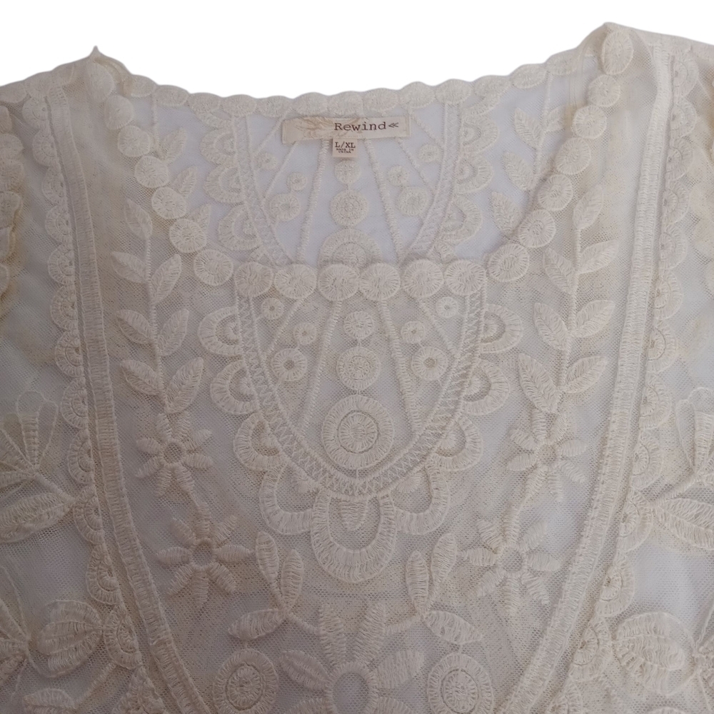 Rewind Cream Embroidered Boho Blouse - Picture 4 of 12